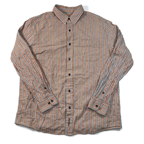 Eddie Bauer Button Up Shirt Mens Large Long Sleeve Orange Striped Cotton - Picture 6 of 7
